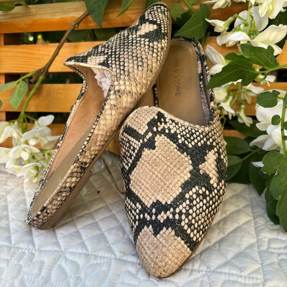Sun +‎ Stone Beige and Black Patterned Loafers